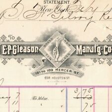 1888 E. P. Gleason Brass Iron Tin Glass Billhead Letterhead Mercer St. NYC picture