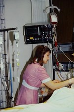 c1970's 35mm Slide Nurse Attending Patient Hospital Medical Equipment Wall picture