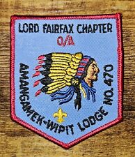Amangamek Wipit OA Lodge 470 Vintage Lord Fairfax Chapter Virginia Twill Patch picture