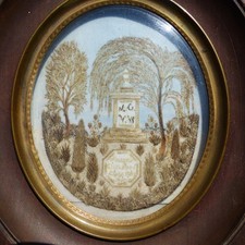 SUPERB ANTIQUE FRENCH MID 19th CENTURY SENTIMENTAL MOURNING HAIR ART 1850's picture