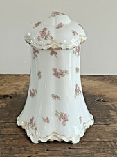 Haviland Limoges Tea Caddy Jar Cover Lid Pink Roses Gold Victorian Floral picture