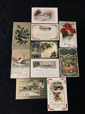 LOT/10 ANTIQUE CHRISTMAS VINTAGE POSTCARDS*EARLY 1900's*CONDITION VARIES Posted picture