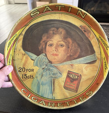 Vintage Mid Century Satin TurkishCigarettes Round Advertising Lithograph Tray picture