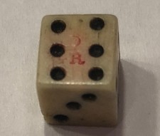 Authentic 1/4+” Rev.War Era Bone (Bovine) Crown & GR Stamped Dice picture