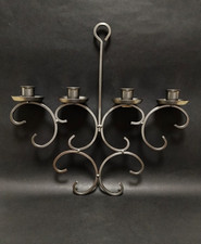 Vintage Hanging Sweden Handmade Wrought Iron Candle Holder Chandelier picture