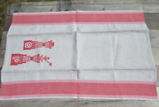Vintage Linen Tea Kitchen Dish Towel Cross Stitch Embroidery Salt Pepper Stripe picture