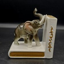 Vintage 1950s Brinn’s Japan Porcelain Lucky Trunk Up Elephant Single Bookend picture