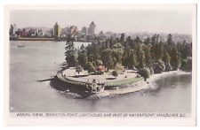 Vancouver BC Brockton Point Lighthouse Waterfront Aerial View Tinted RPPC picture