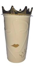 NWT.  Starbucks 2016 Removable Gold Crown Lid w/embossed Siren Face. Gold/White picture