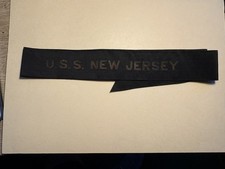 RARE Original WW1 USN Hat Tally Patch USS New Jersey BB16 Battleship picture