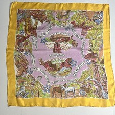 VTG Colorado Souvenir Scarf Pure Silk Japan Pikes Peak Garden Gods Hand Print picture