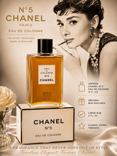 Vintage CHANEL No. 5 Eau de Cologne 4 oz Large Bottle Original Box Fresh Scent picture