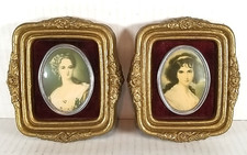 VTG Set (2) CAMEO CREATIONS “Hubak Lady & Lady Dower” Red Velvet Bubble Glass picture