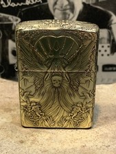 RARE Zippo lighter Armor Demon Angel Brass 5-side Deep Engraved NEW Velvet Box picture