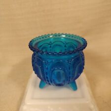 Vintage Boyds Kettle Pot Glass Footed Gypsy Pot Cobalt Toothpick Holder EUC picture