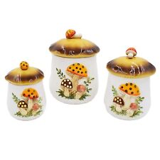 Merry Mushroom 3 Piece Canister Set With Lids Sears Roebuck & Co Japan 1978 picture
