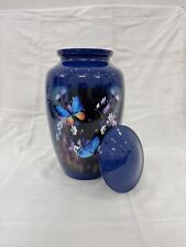 Handcrafted Elegant Blue Memorial Urn for Human Ashes with Velvet Bag 200LBS picture