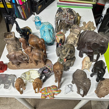 Assorted Elephant Figurine & Carving Lot, Mixed Materials, Various Sizes picture