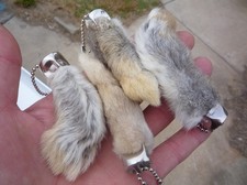 GENUINE RABBITS FOOT 12 REAL RABBIT FEET A DOZEN NATURAL KEYCHAINS GOOD LUCK picture