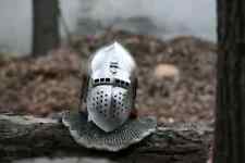 Medieval Bassinet Visor Helmet 18 Ga Full Battle Ready SAC Chain mail Helmet picture