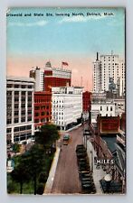 Detroit MI-Michigan, Griswold And State Street Looking North, Vintage Postcard picture