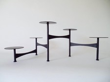 Vintage MCM Modernist Articulating Black Metal 5 Candle Candelabra Holder picture