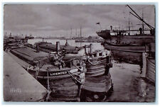 c1940's Boat Alexandra Dock Hull Yorkshire England Silverette Tuck Art Postcard picture
