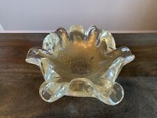 Glass Art Ashtray Decorative Bowl Gold  Toned Specks Flakes Vintage Heavy picture