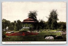 Burlington IA Crapo Park Floral Display Gazebo Band Stand Old Vtg Postcard 1900s picture