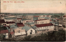 Birds eye view of Little Falls Minnesota shoe store 1908 postcard a128 picture