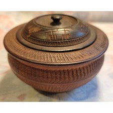Vintage Wooden Japanese Rice Bowl and Lid 4