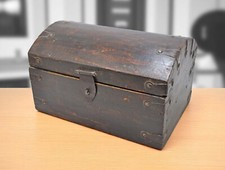 Vintage Wooden Storage Chest Box Original Old Hand Crafted Metal Fitted picture