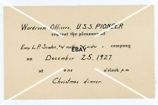 1927 USS Pioneer Invitation ENS L P Sowles Wardroom Officers Christmas Dinner picture