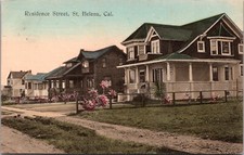 Hand Colored Postcard Residence Street in St. Helena, California picture