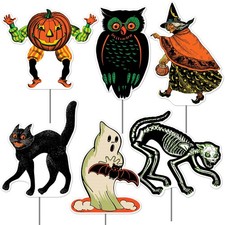Beistle Vintage Halloween Yard Signs with Stakes 6 Piece Set picture
