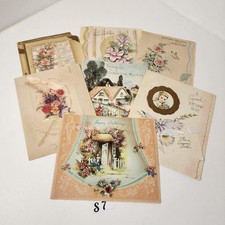 7 vintage birthday cards 1930s - 1940s vintage greeting cards florals S7 picture