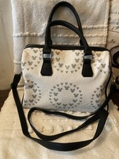 Official Disney White Satchel W/ Grey Mickey Mouse Circles, New W/O Tags picture