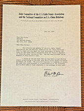 1972 Table Tennis Diplomacy Letter - U.S.-China Relations - Signed picture