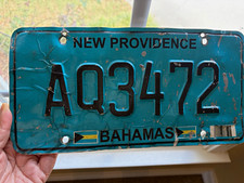 Bahamas New Providence License Plate AQ3472 Caribbean Islands Region of Origin picture