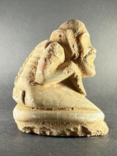 AMAZING ANCIENT PRE COLUMBIAN STONE CARVED TAINO BEHIQUE SEATED CIRCA 900AD picture