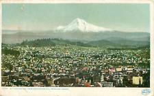 Antique Postcard Mt. Hood And Aerial View of Portland Oregon Posted 1910 picture
