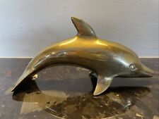 Vintage Brass Dolphin Figurine Figure Statue Paperweight Beach Ocean Desk Decor picture