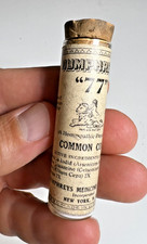 Vintage Antique 1940 Humphreys 77 Common Colds Bottle Cork Label New York NY NYC picture