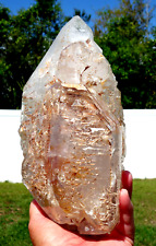 Fantastic XL SKELETAL ENHYDRO ELESTIAL Quartz Crystal Point w Amethyst Phantom picture
