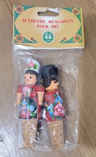 Vintage Hungarian Folk Art Cork Bottle Stoppers Wood Figures picture