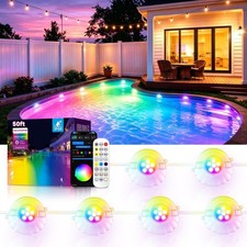 50FT RGB Pool Lights for Inground & Above Ground Pools, Plug-in 8 Shell Pool LED picture