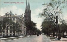 Vintage Postcard Milwaukee Wisconsin WI Marquette College & Gesu Church 1909 picture