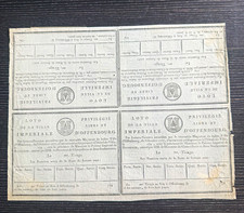 RARE c.1790 Offenburg Imperial Lottery 4-Up Uncut Sheet French Ephemera picture