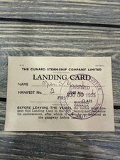 1955 Cunard Line Landing Card Miss S. R. Popplestone Quebec Canada Ship Ephemera picture