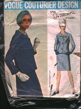 1714 Vintage Vogue Sewing Pattern Misses 1960s Skirt Jacket Suit Jo Mattli OOP picture